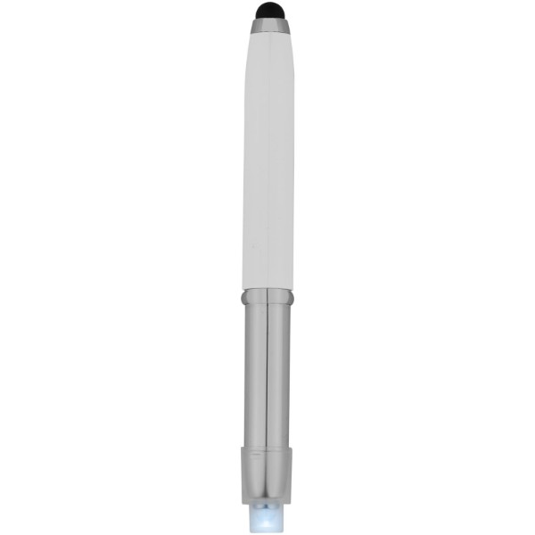 Xenon stylus ballpoint pen with LED light - White / Silver