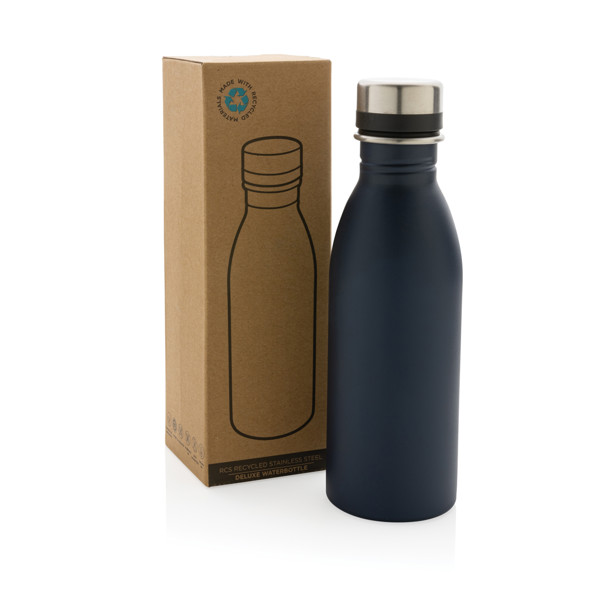 Bouteille d’eau 500ml en acier inoxydable recyclé RCS - Bleu Marine