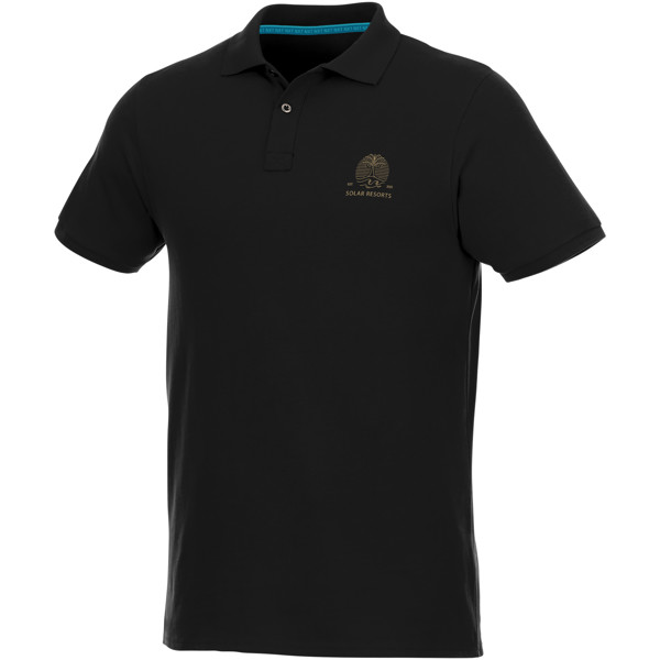 Beryl short sleeve men's organic recycled polo - Solid Black / 2XL