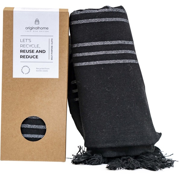 Originalhome Tuch 85 × 175 cm aus recyceltem Material - schwarz