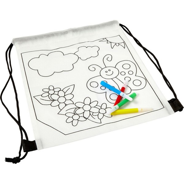 Drawstring bag for colouring, felt tip pens