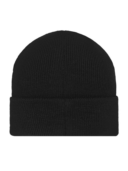 Classic Knitted Beanie With Patch - Black