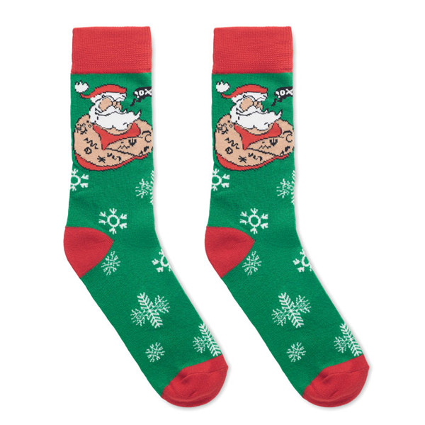 Pair of Christmas socks L Joyful L - Green