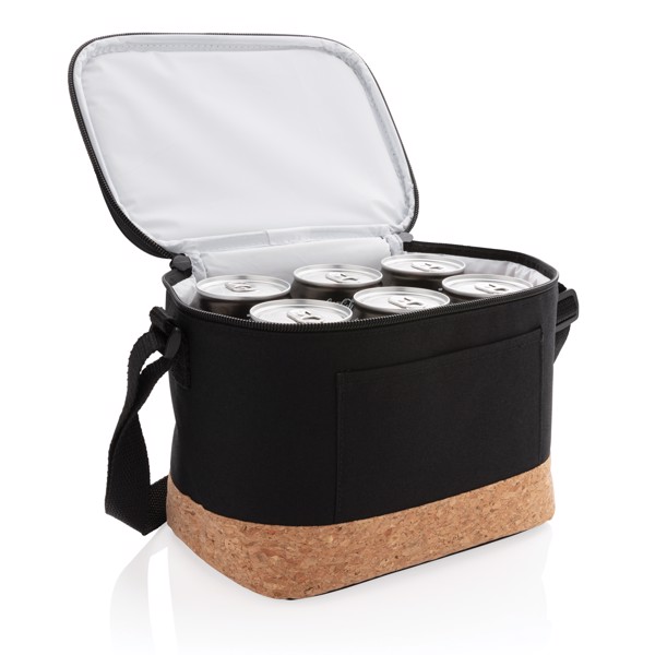 Two tone cooler bag with cork detail - Black