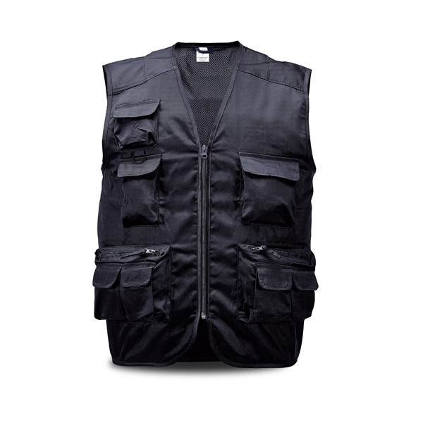 Colete Multi-Bolso Em Polialgodão, 190G/M2 - Preto / L