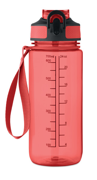 Sportdrinkfles 700ml Enkel - Transparant Rood