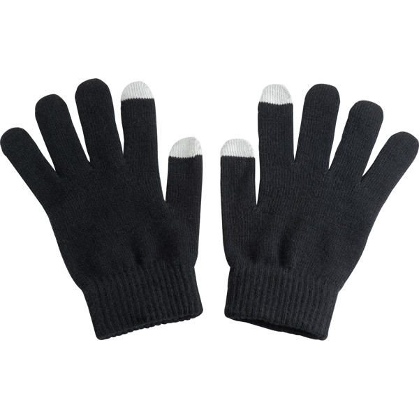 Acrylic gloves with touch tops on two fingers CHAD - Black