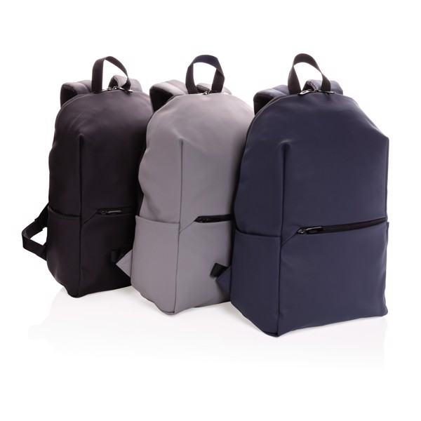 Smooth PU 15.6"laptop backpack - Grey