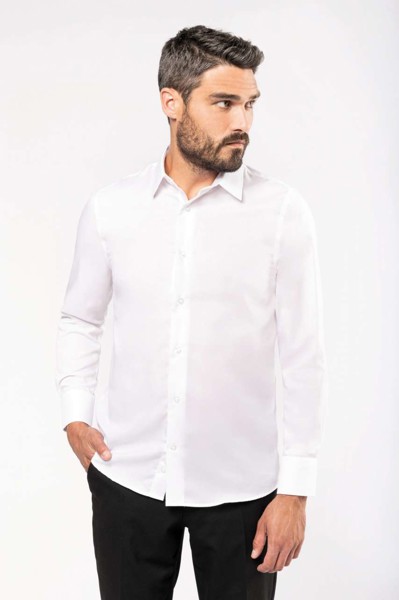 Men's Fitted Long-Sleeved Non-Iron Shirt - White / M