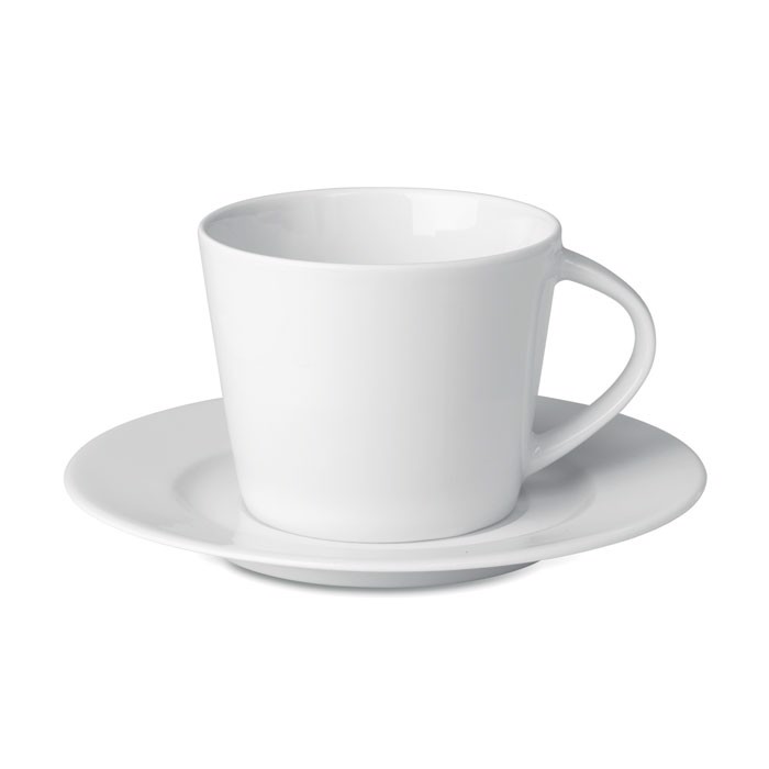 TASSE ET SOUCOUPE AVEC LIGNE NOIRE CAPPUCCINO EN PORCELAINE