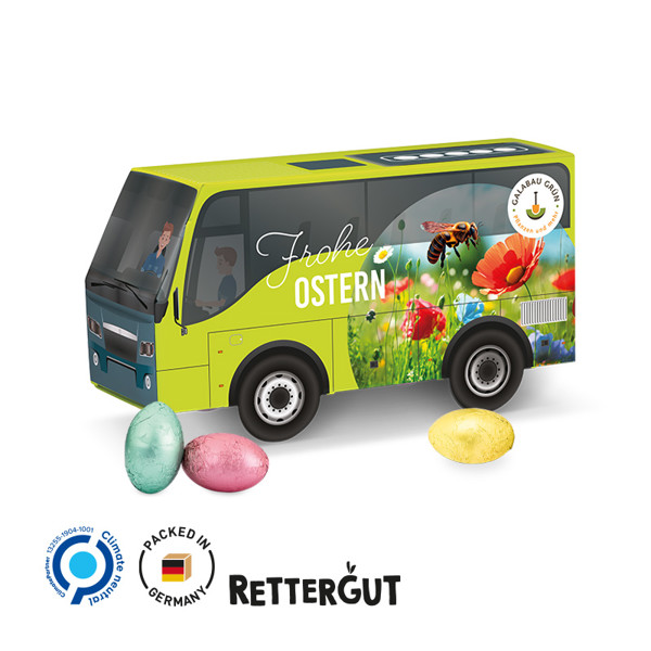 Bus Präsent, Ostern, Weiß / 6 Rettergut Ostereier, 37,5 G