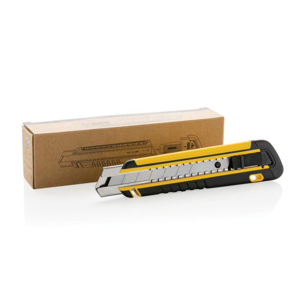 Refillable RCS rplastic heavy duty snap-off knife soft grip - Yellow