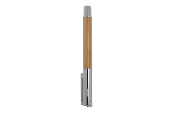 Metal ball pen and rollerball set bamboo in gift box