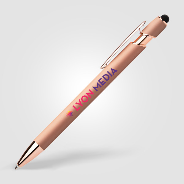 Prince Softy Rose Gold Gel Pen w/ Stylus - Rose Gold / Laser