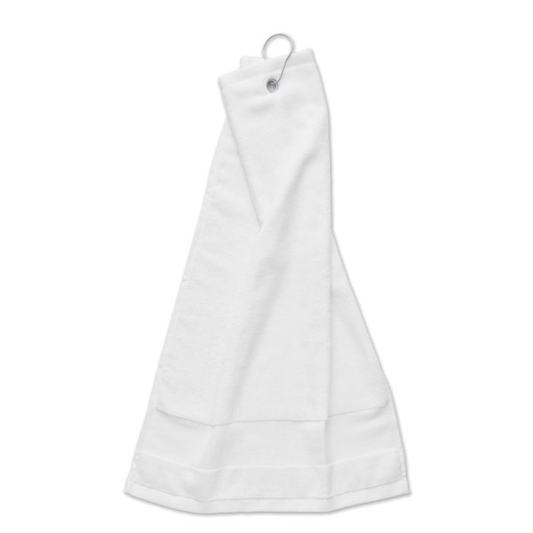 Cotton golf towel with hanger Hitowgo - White