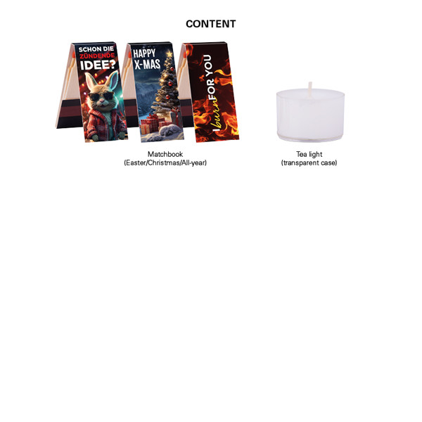 Flip Box S, Non Food, White / 4 Tea Lights And 1 Matchbook, Christmas Design, 90 G