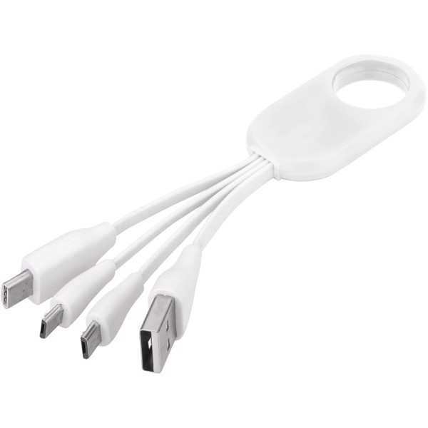 Troup 4-in-1 charging cable with type-C tip - White