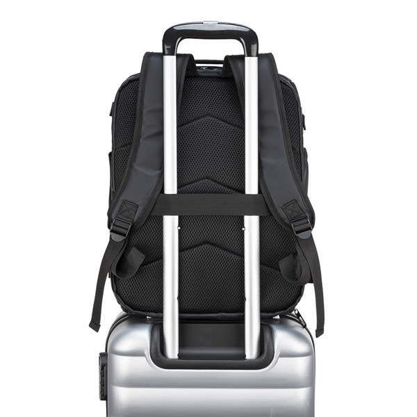 Cabin Size Travel Backpack With Laptop Holder (15) In 600D Polyester With Pu Coating - Black