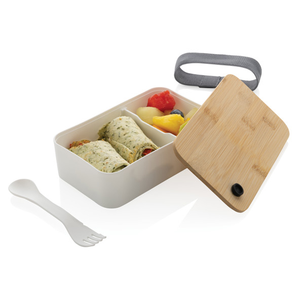 Xd Collection lunchbox s pokrovom iz bambusa, 0,7 l - Bela