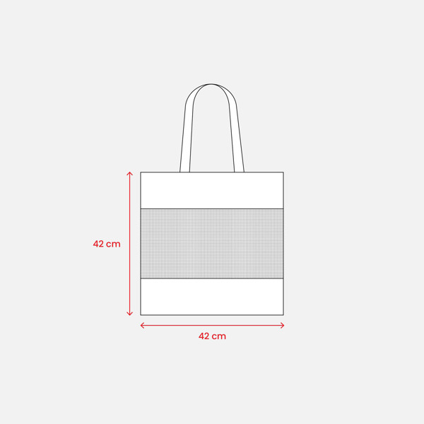 135 G/ M2 Natural Cotton Shopping Bag  With Net On The Central Part,  Long Handles