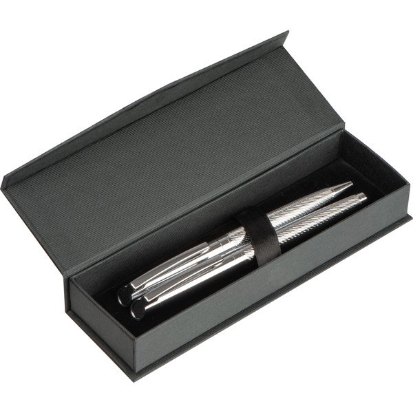 Metal writing set BERNARD - Silvergrey