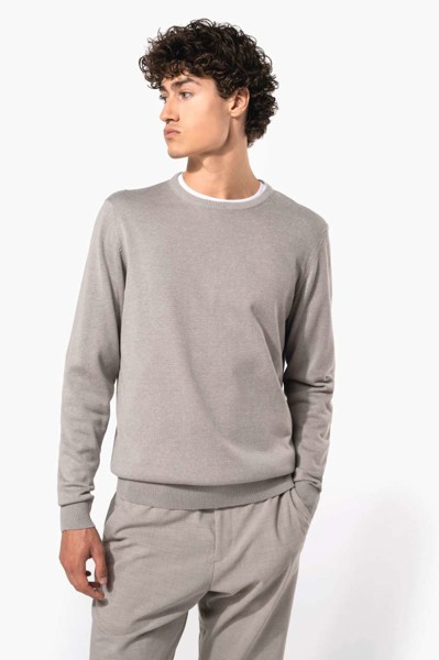 Men's Crew Neck Jumper - Grey Melange / 2XL