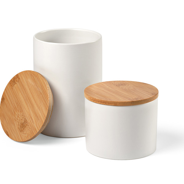 Ceramic canister, bamboo lid, 525ml