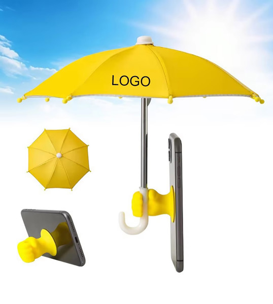 Mini mobile phone holder with umbrella - YELLOW
