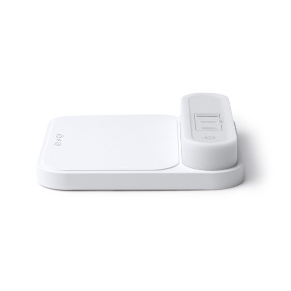 Cargador inalámbrico personalizado 15W con lámpara LED y puertos USB-C y USB-A