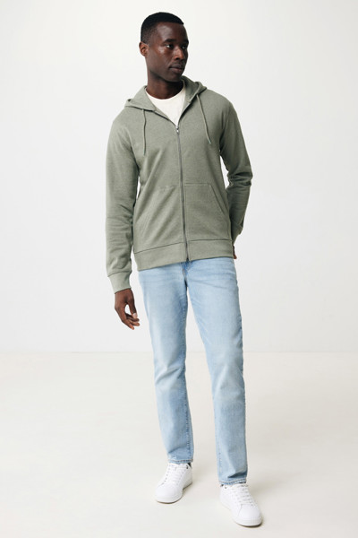 IQONIQ Abisko recycled cotton zip through hoodie - Heather Green / XXXL