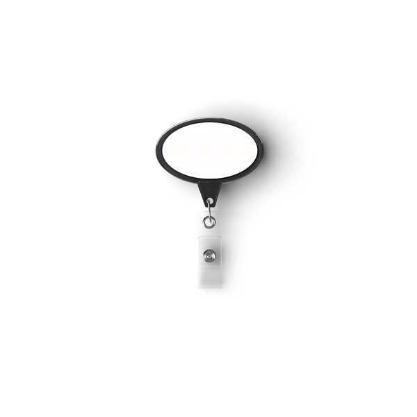 Retractable badge reel in oval shape with logo - Black