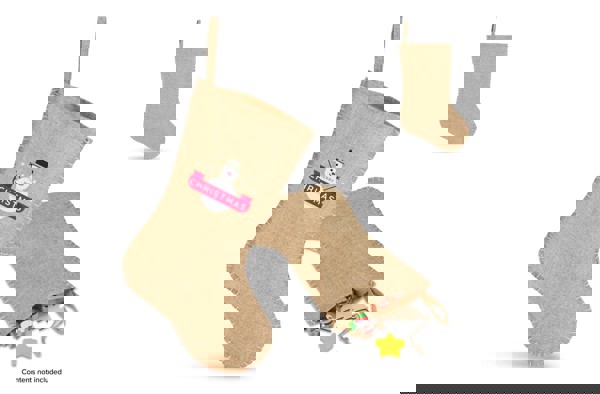 Jute-style Christmas stocking with decorative stitching 40 cm