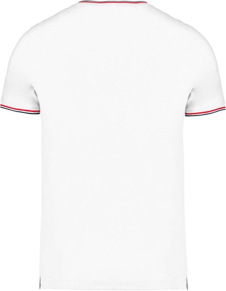 Men's Piqué Knit V-Neck T-Shirt - White / Navy / Red / 3XL