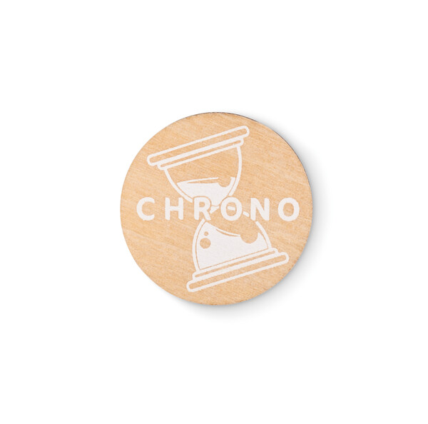 Round shape wooden lapel pin - Safety pin / Tissue paper wrapping