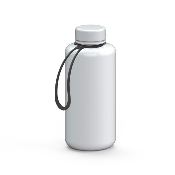 Drink Bottle "Refresh" Clear-Transparent Incl. Strap, 1.0 L - White / White