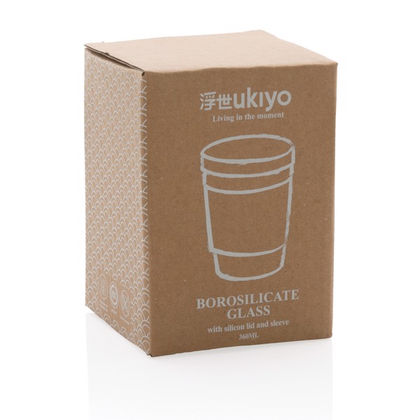 Ukiyo borosilikatni kozarec, silikonski tulec, 360 ml - Siva
