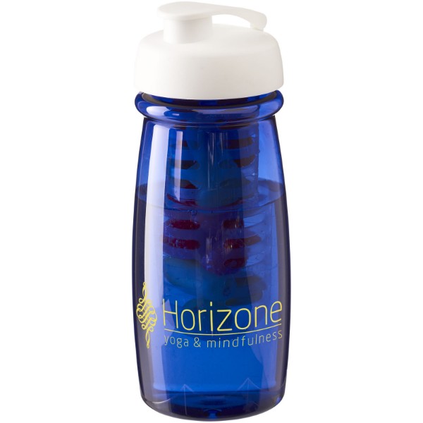 Sportovní láhev s infuzérema vyklápěcím víčkem H2O Pulse® 600 ml - Transparentní modrá / Bílá