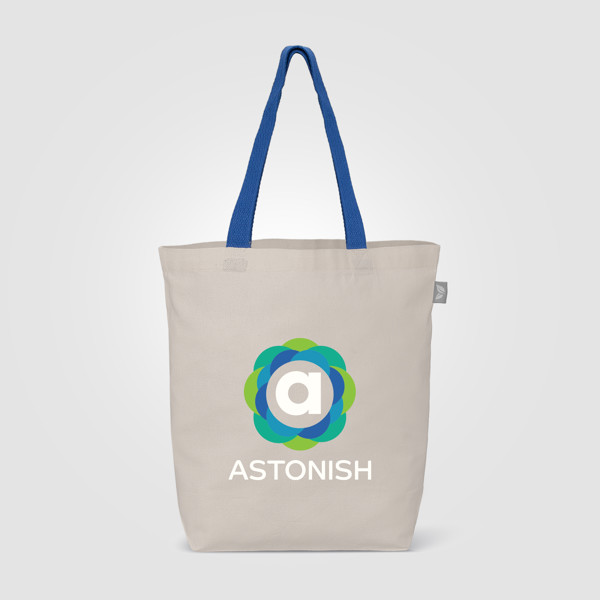 Sac shopping Tonga en coton recyclé à anses colorées – 11 L - Bleu roi / Transfert de chaleur
