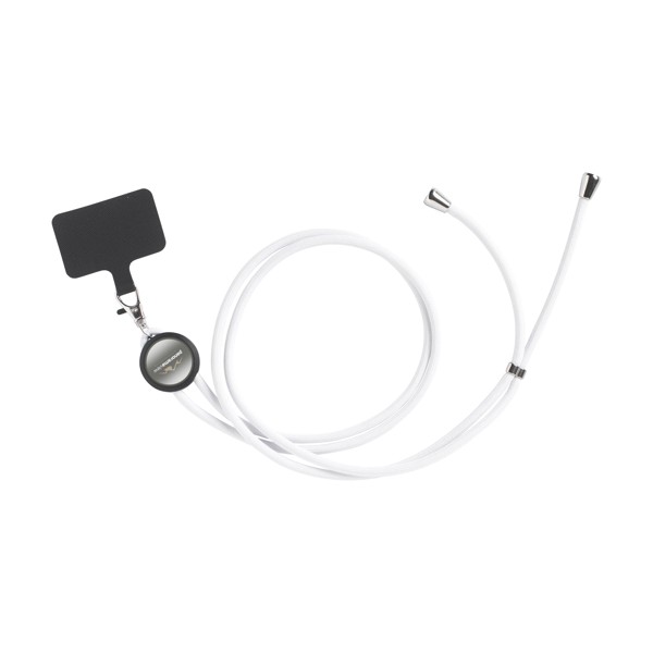 Lace Lanyard GRS RPET 0,5 cm cordelière téléphonique - blanc