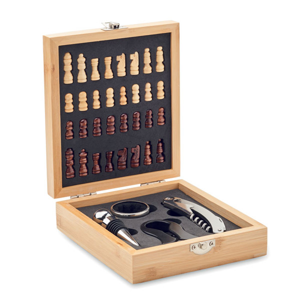 Weinset mit Schachspiel Chesset