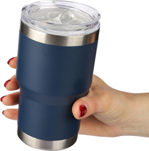 Recycled stainless steel double-walled travel mug (350 ml) Ayen - Grey