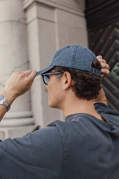 Casquette à 6 panneaux en coton sergé délavée BEAU AWARE™ - Bleu Marine