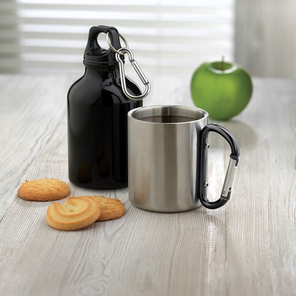 Metal mug &amp; carabiner handle Trumbo - Matt Silver