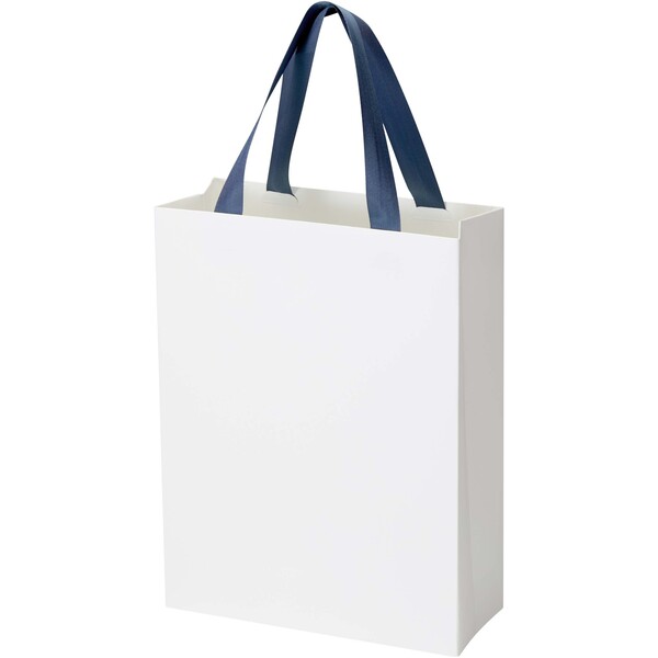 Smartfold 210 g/m² paper bag with ribbon handles and matt lamination -  24 x 10 x 32 cm - Blue