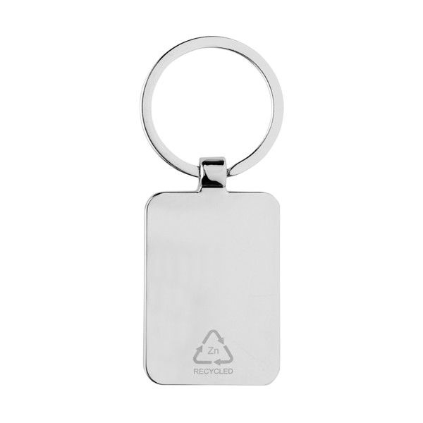 RCS recycled zinc alloy rectangle keychain with bamboo