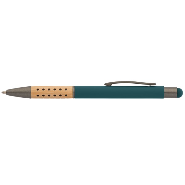 Bowie Bamboo Grip Pen w/Stylus - Teal / Laser