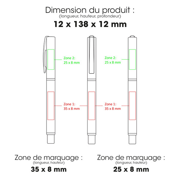LYD Roller - BND182RB - Stylo à bille roulante en acier inoxydable recyclé