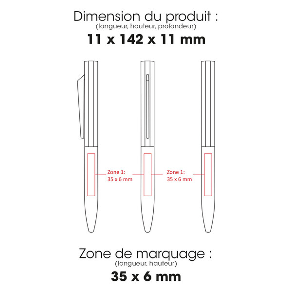 CONCORDE - BND61 - Stylo à bille en aluminium recyclé