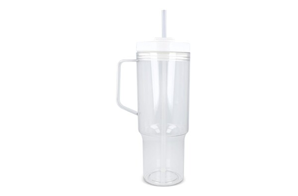 Miami mug with handle transparent 1.2 L R-PET - Transparent / White