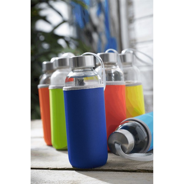 Glas-Flasche Take Well - Royalblau / Transparent
